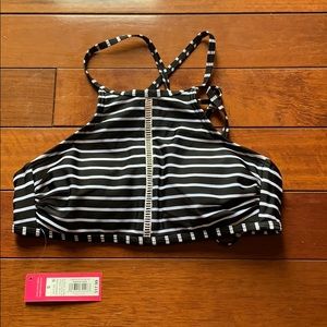 Striped halter bikini top